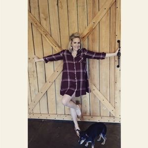 Burgundy Plaid Dress